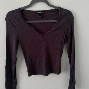 Women's Dark Grey Ribbed Top